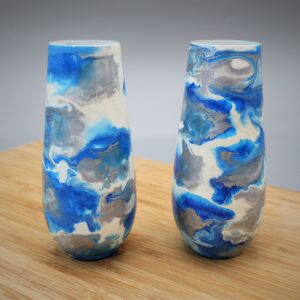 Champagne Flutes Blue & Silver